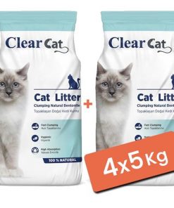 Clear Cat Kokusuz Topaklanan Doğal Bentonit Kedi Kumu İnce 4x5 Kg